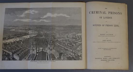 Mayhew, Henry and Binny, John - The Criminal Prisons of London, 8vo, original cloth, faded, spine torn, London 1862